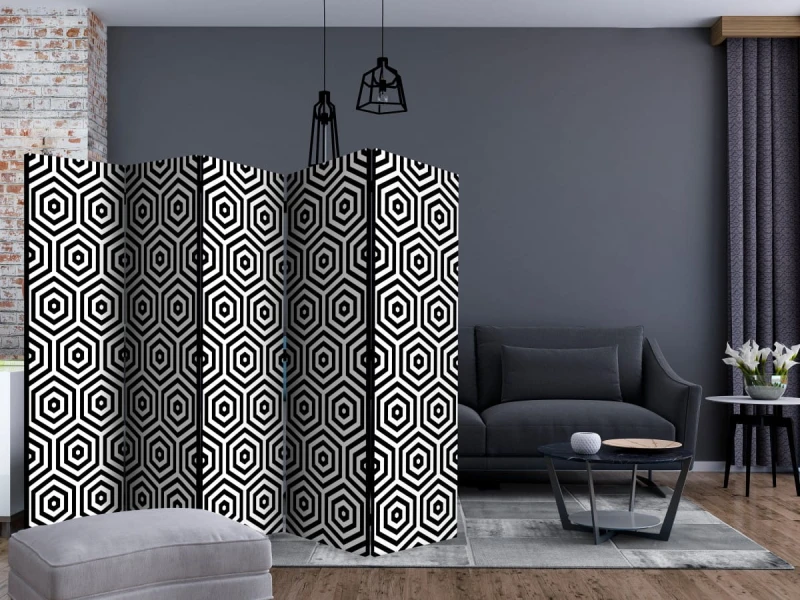 Parawan 5-częściowy - Czarno-biała hipnoza II [Room Dividers]