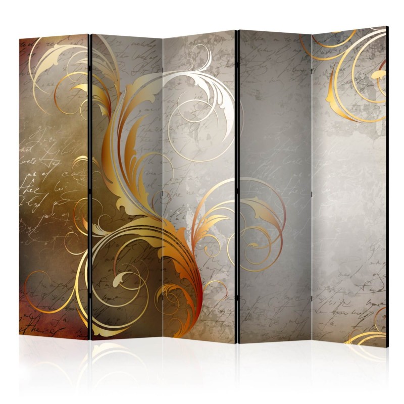 Parawan 5-częściowy - Złote litery II [Room Dividers]