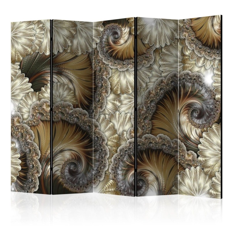 Parawan 5-częściowy - Złote wachlarze II [Room Dividers]