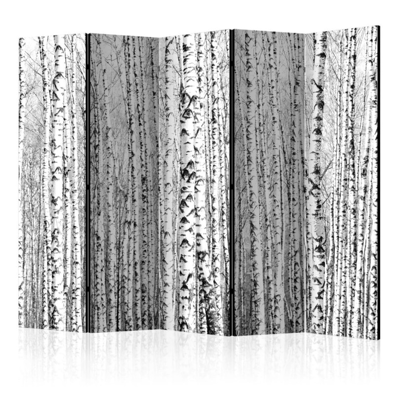 Parawan 5-częściowy - Brzozowy las II [Room Dividers]