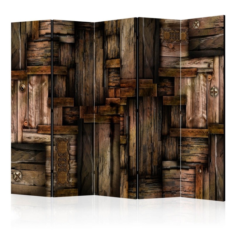 Parawan 5-częściowy - Drewniana układanka II [Room Dividers]