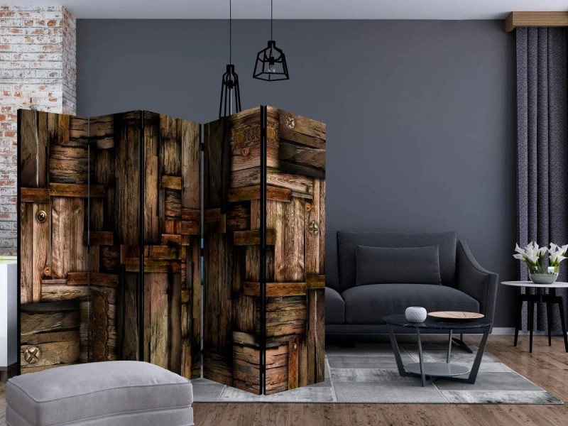 Parawan 5-częściowy - Drewniana układanka II [Room Dividers]