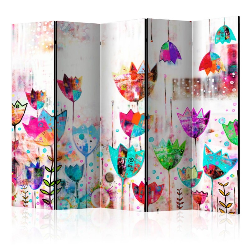Parawan 5-częściowy - Kolorowe tulipany II [Room Dividers]
