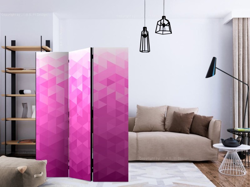 Parawan 3-częściowy - Różowy piksel [Room Dividers]