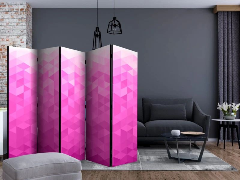 Parawan 5-częściowy - Różowy piksel II [Room Dividers]