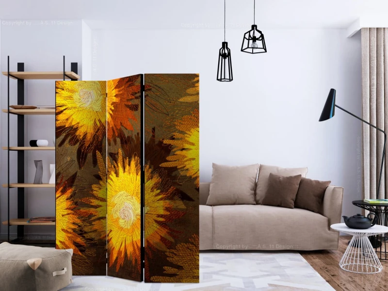 Parawan 3-częściowy - Taniec słoneczników [Room Dividers]