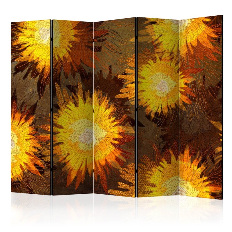 Parawan 5-częściowy - Taniec słoneczników II [Room Dividers]