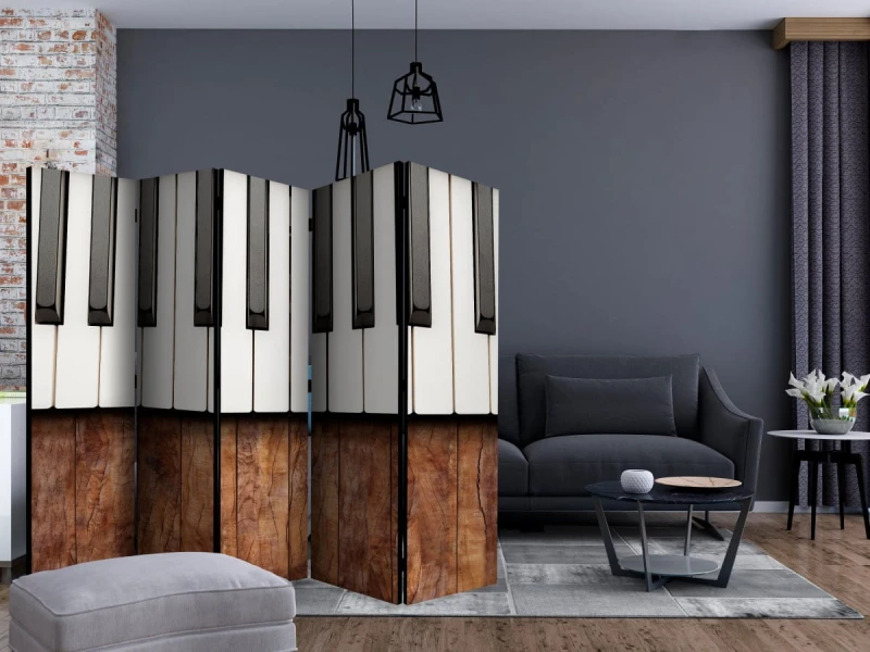 Parawan 5-częściowy - Zainspirowane Chopinem - mahoń II [Room Dividers]