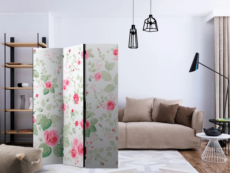 Parawan 3-częściowy - Różane przyjemności [Room Dividers]