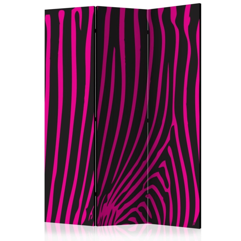 Parawan 3-częściowy - Zebra pattern (fioletowy) [Room Dividers]