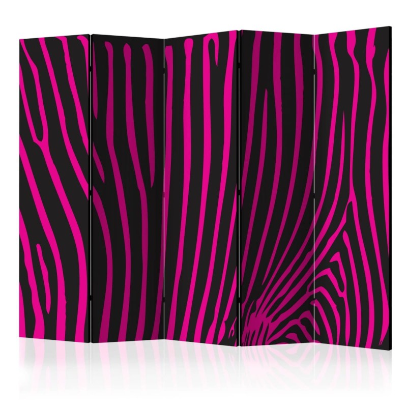 Parawan 5-częściowy - Zebra pattern (fioletowy) II [Room Dividers]