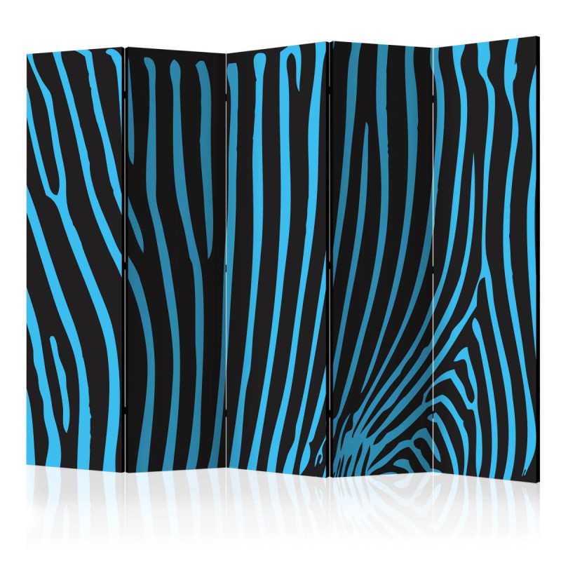 Parawan 5-częściowy - Zebra pattern (turkus) II [Room Dividers]
