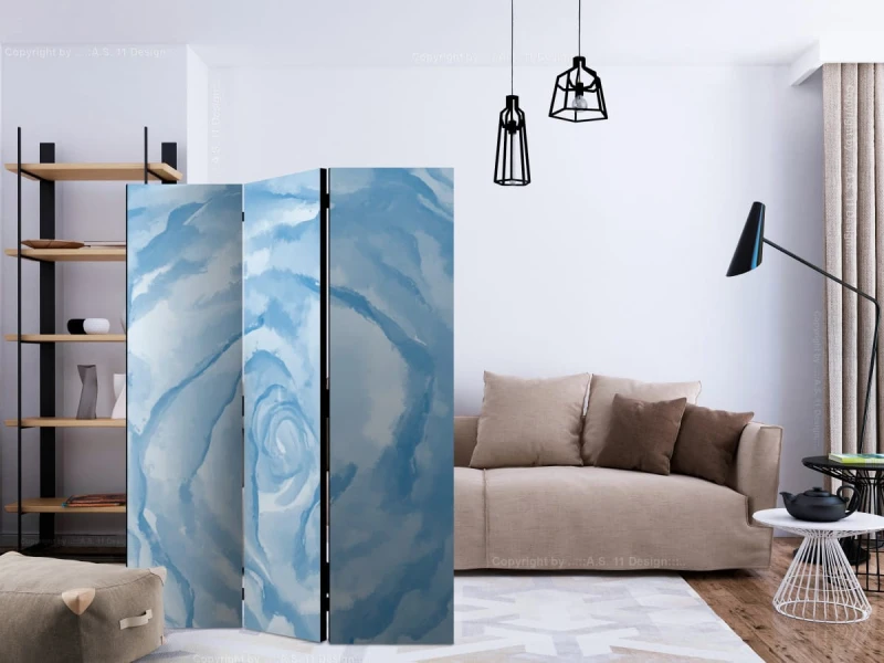 Parawan 3-częściowy - róża (niebieski) [Room Dividers]