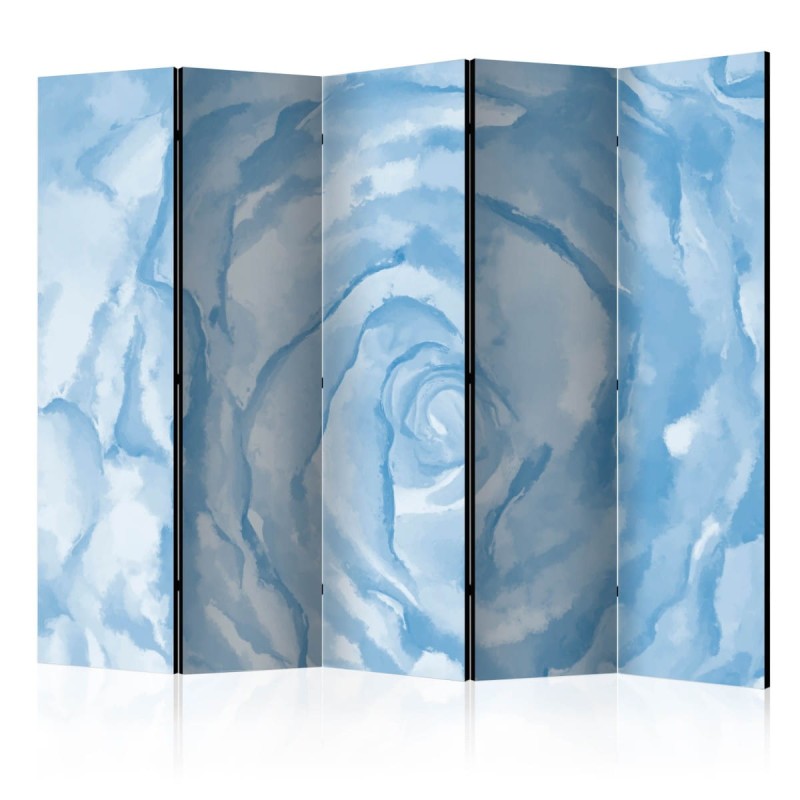 Parawan 5-częściowy - róża (niebieski) II [Room Dividers]