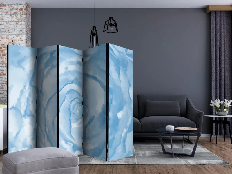 Parawan 5-częściowy - róża (niebieski) II [Room Dividers]