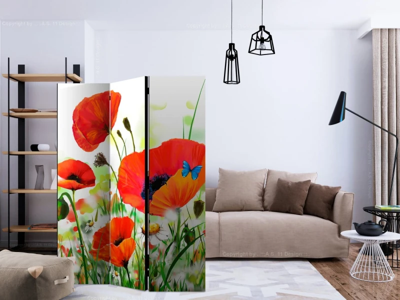Parawan 3-częściowy - Country poppies [Room Dividers]