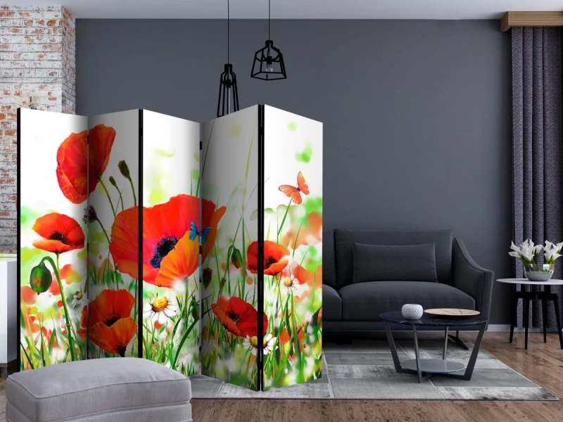 Parawan 5-częściowy - Country poppies II [Room Dividers]