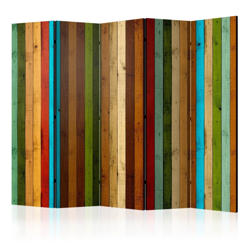 Parawan 5-częściowy - Drewniana tęcza II [Room Dividers]