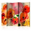 Parawan 5-częściowy - Aksamitne maki II [Room Dividers]