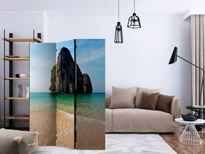 Parawan 3-częściowy - Rock formation by shoreline, Andaman Sea, Thailand [Room Dividers]