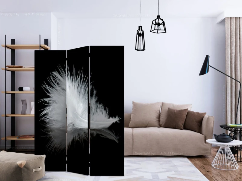 Parawan 3-częściowy - White feather [Room Dividers]