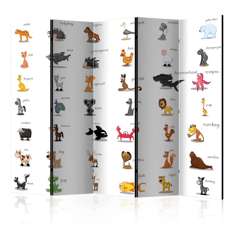 Parawan 5-częściowy - Learning by playing (animals) II [Room Dividers]