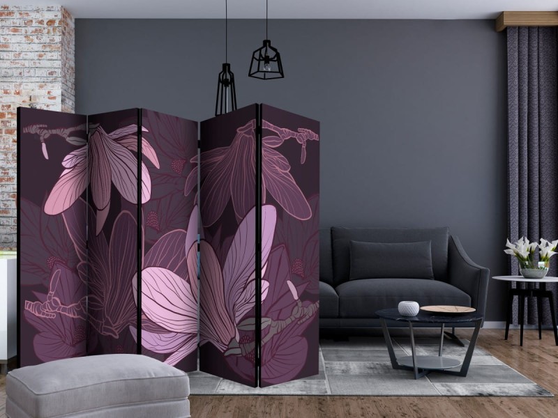 Parawan 5-częściowy - Dreamy flowers II [Room Dividers]