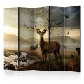 Parawan 5-częściowy - Jelenie nad górskim potokiem II [Room Dividers]