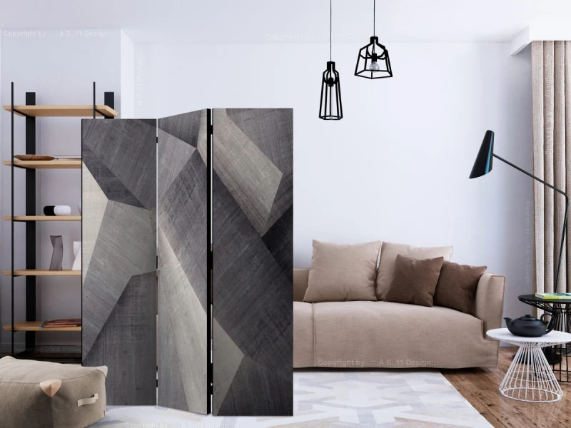 Parawan 3-częściowy - Abstrakcyjne betonowe bloki [Room Dividers]