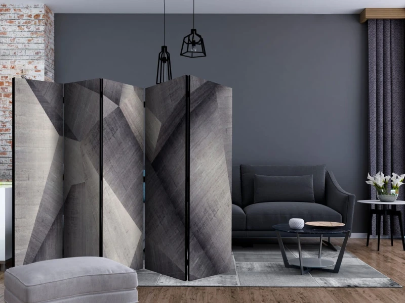 Parawan 5-częściowy - Abstrakcyjne betonowe bloki II [Room Dividers]