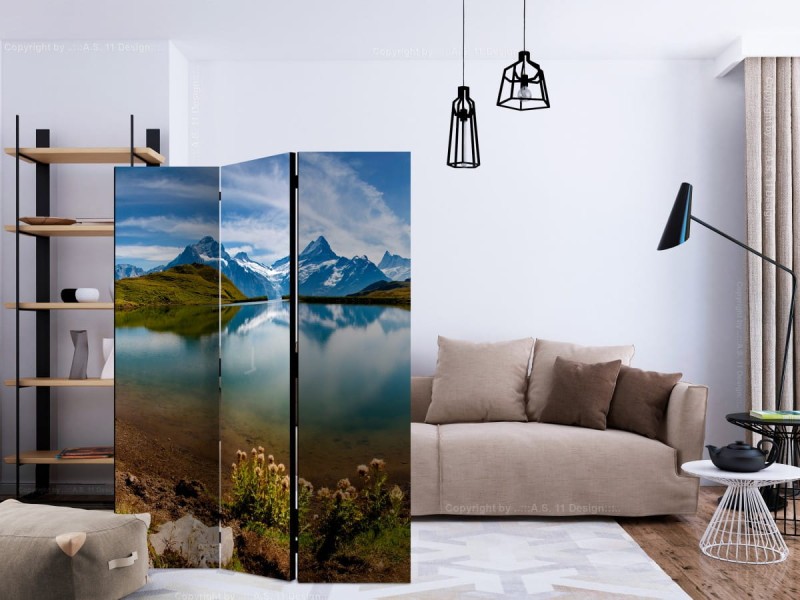 Parawan 3-częściowy - Góry odbijające się w tafli jeziora, Szwajcaria [Room Dividers]