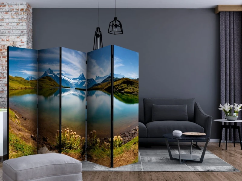 Parawan 5-częściowy - Góry odbijające się w tafli jeziora, Szwajcaria II [Room Dividers]