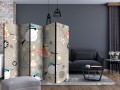 Parawan 5-częściowy - Wzór z ptaszkami II [Room Dividers]
