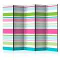 Parawan 5-częściowy - Bright stripes II [Room Dividers]
