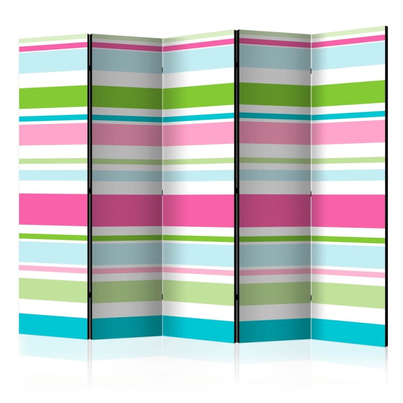 Parawan 5-częściowy - Bright stripes II [Room Dividers]