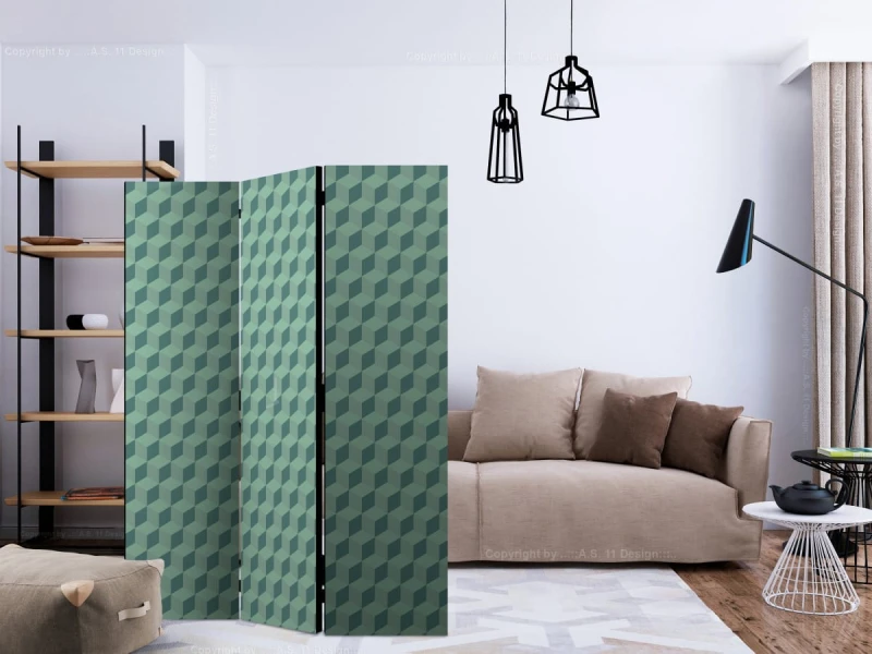 Parawan 3-częściowy - Monochromatyczne kostki [Room Dividers]