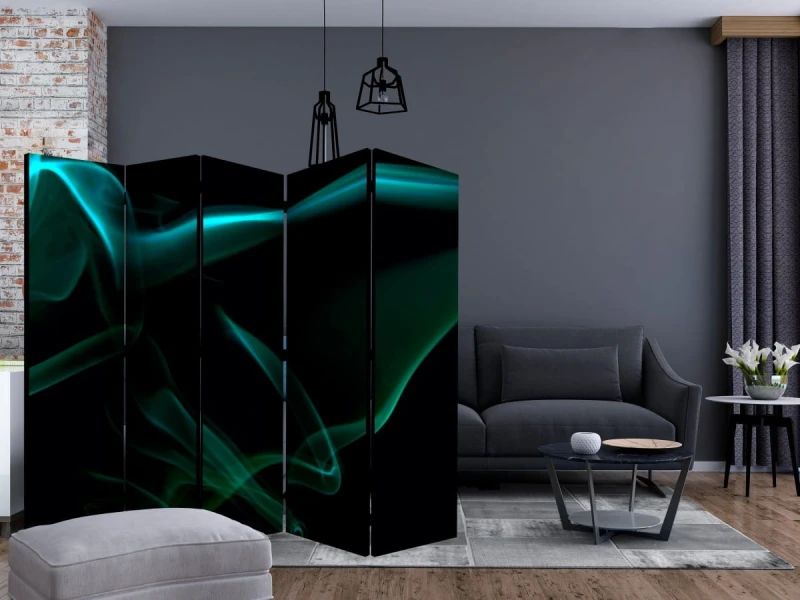 Parawan 5-częściowy - Falujący niebieski dym II [Room Dividers]