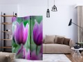 Parawan 3-częściowy - Fioletowe wiosenne tulipany [Room Dividers]