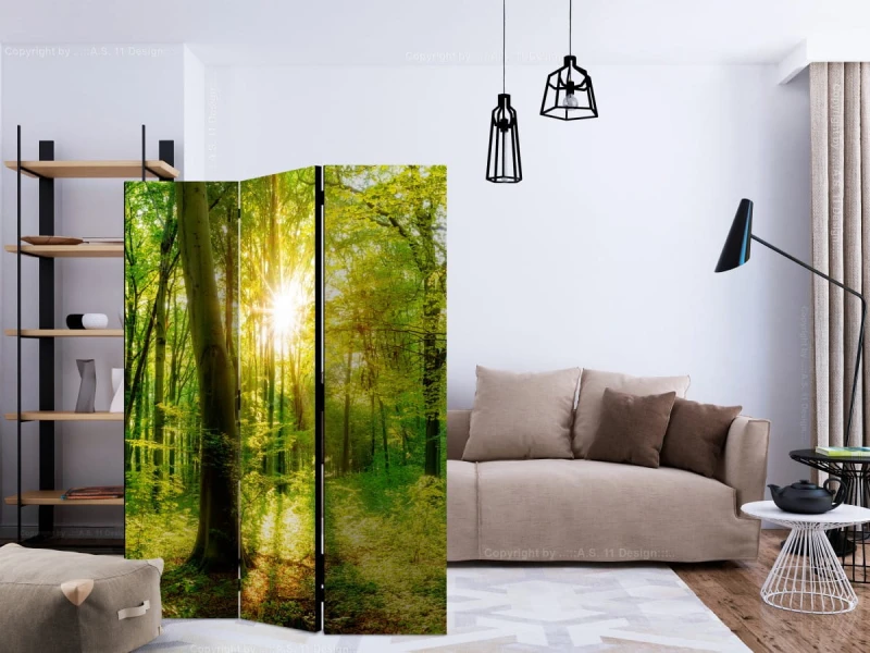 Parawan 3-częściowy - Promienie lasu [Room Dividers]