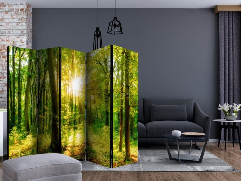 Parawan 5-częściowy - Promienie lasu II [Room Dividers]
