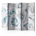 Parawan 5-częściowy - Atłasowa róża (turkusowy) II [Room Dividers]