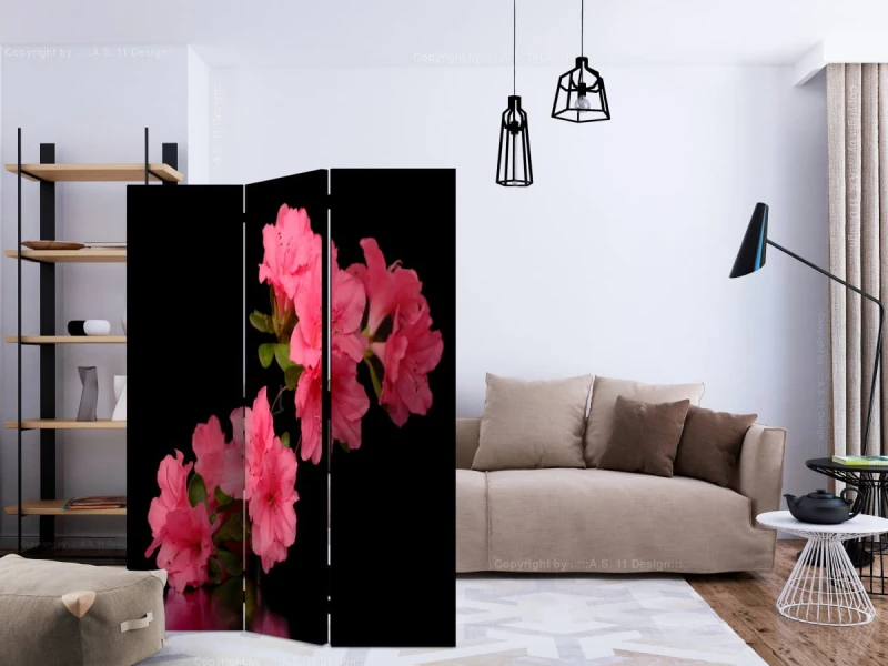 Parawan 3-częściowy - Azalea in Black [Room Dividers]