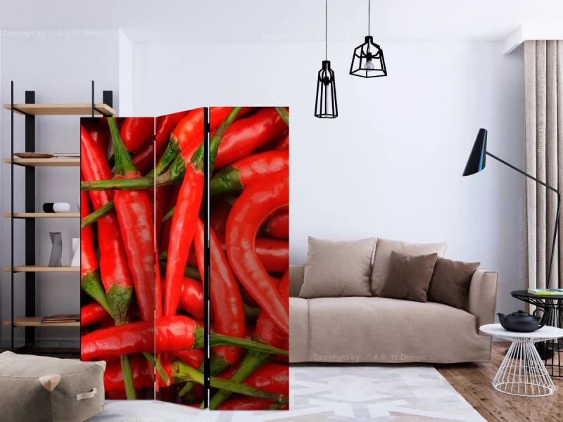 Parawan 3-częściowy - papryka chili - tło [Room Dividers]