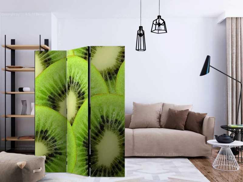 Parawan 3-częściowy - Plasterki kiwi [Room Dividers]