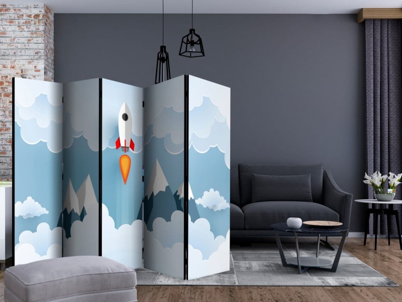Parawan 5-częściowy - Rakieta w chmurach II [Room Dividers]