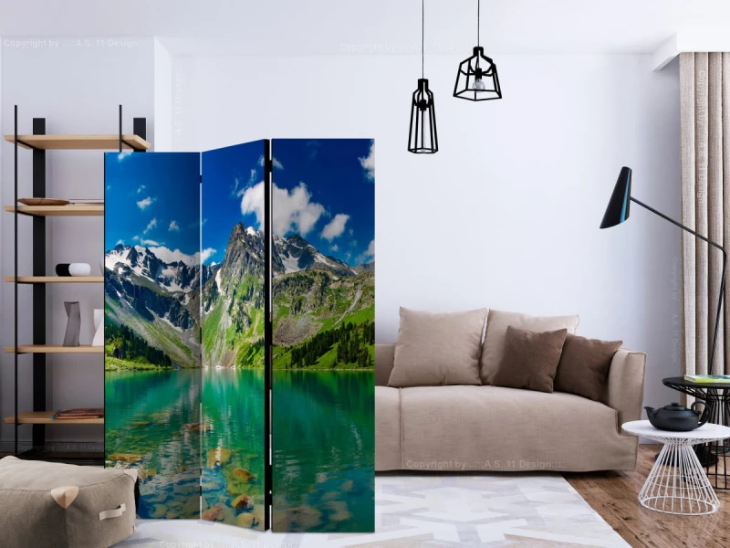 Parawan 3-częściowy - Górskie jezioro [Room Dividers]