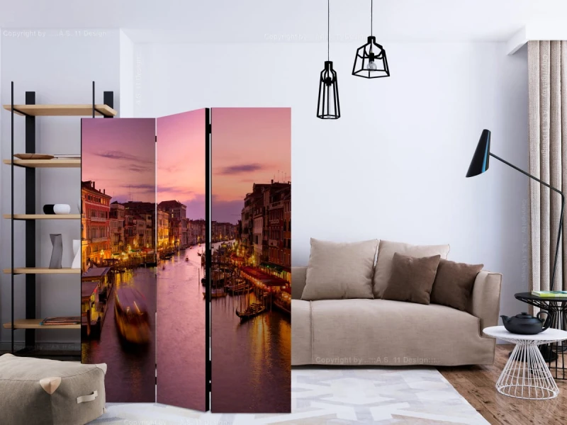 Parawan 3-częściowy - Miasto zakochanych - Wenecja nocą [Room Dividers]