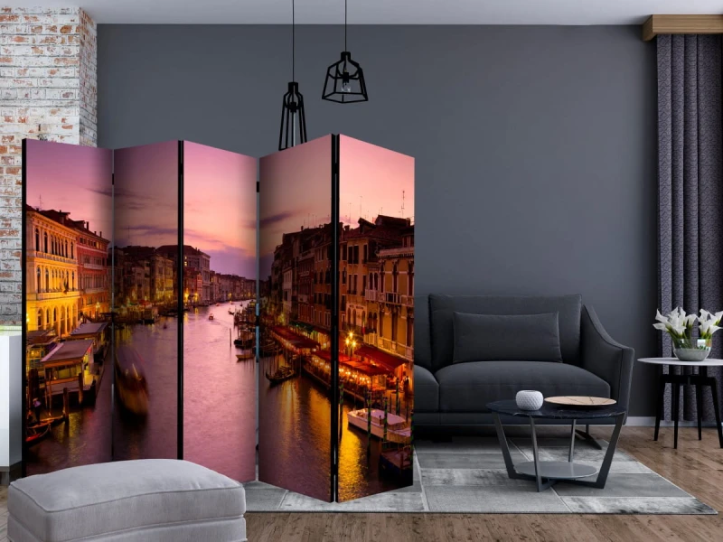 Parawan 5-częściowy - Miasto zakochanych - Wenecja nocą II [Room Dividers]