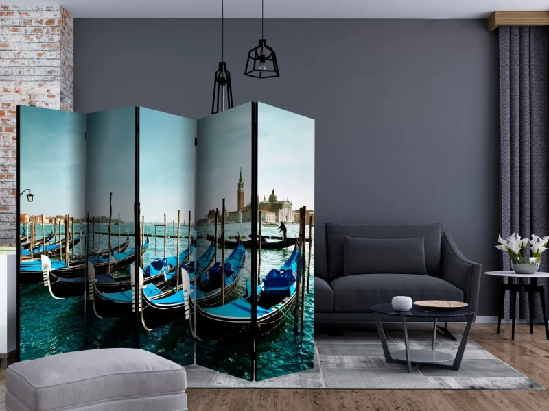 Parawan 5-częściowy - Gondole na Canal Grande, Wenecja II [Room Dividers]