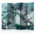 Parawan 5-częściowy - Betonowe sześciany (zielony) II [Room Dividers]